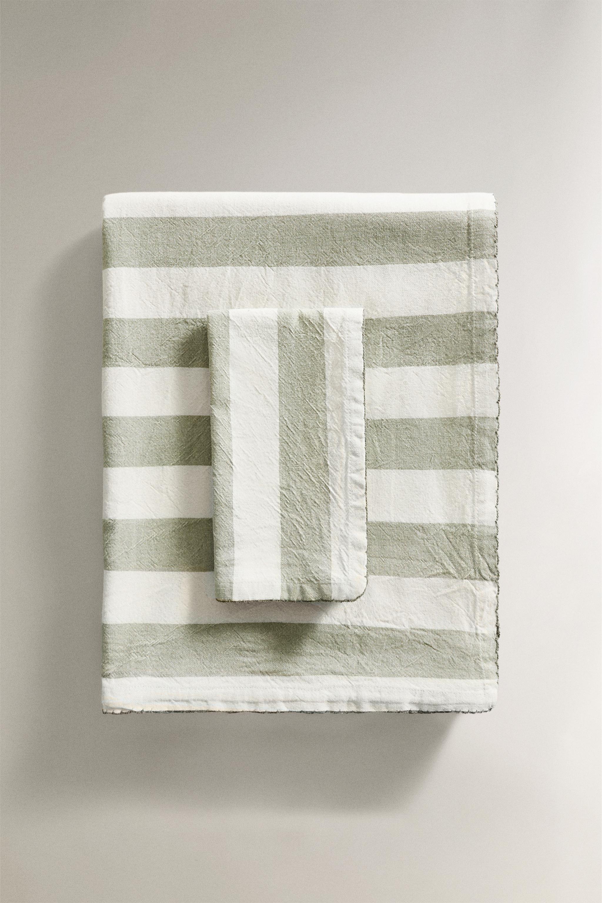 DYED THREAD STRIPED TABLECLOTH